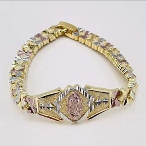 Virgin Mary 3-colors Gold Plated Bracelet 7 Inches